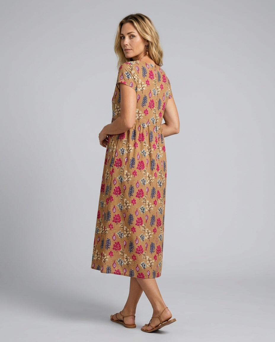 Romy | Floral Print Pocketed Midi Dress