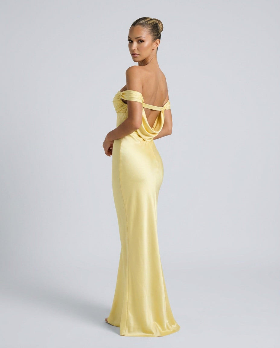 Ivy | Off-Shoulder Satin-Look Maxi Dress