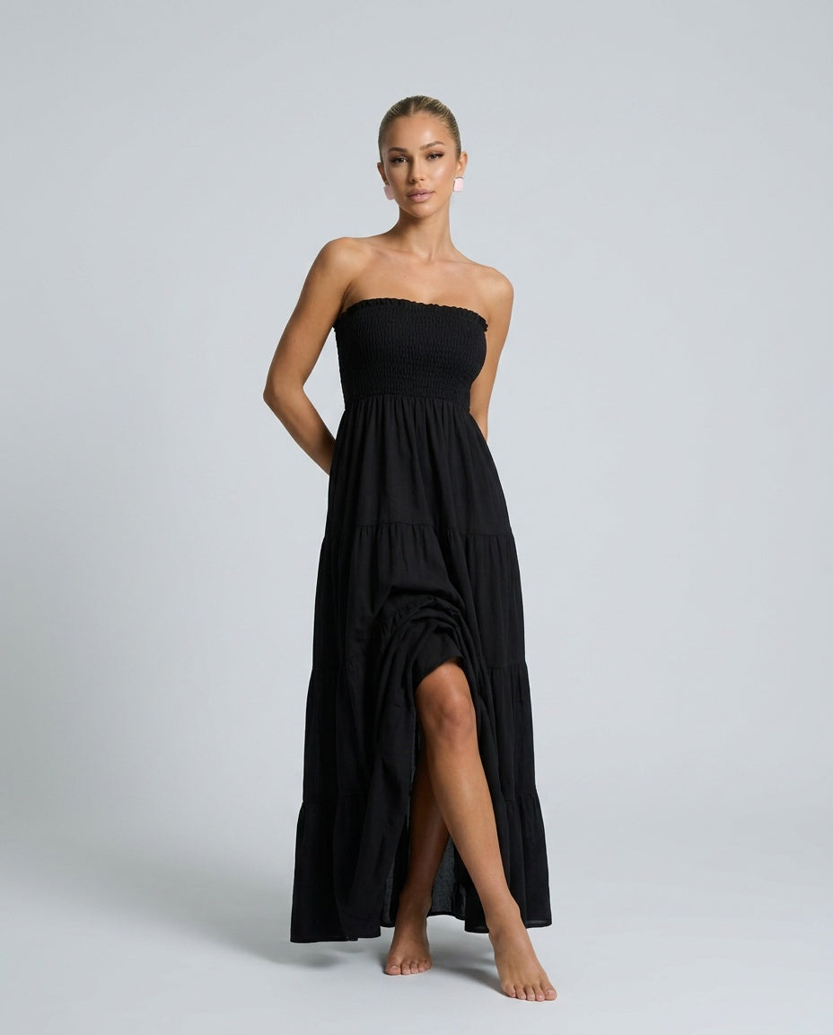 Harlow | Strapless Ruched Maxi Dress