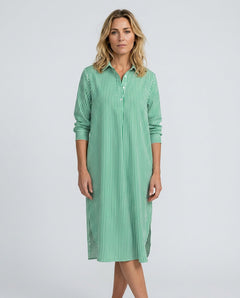 Isolde | Striped Long Sleeve Midi Shirt Dress