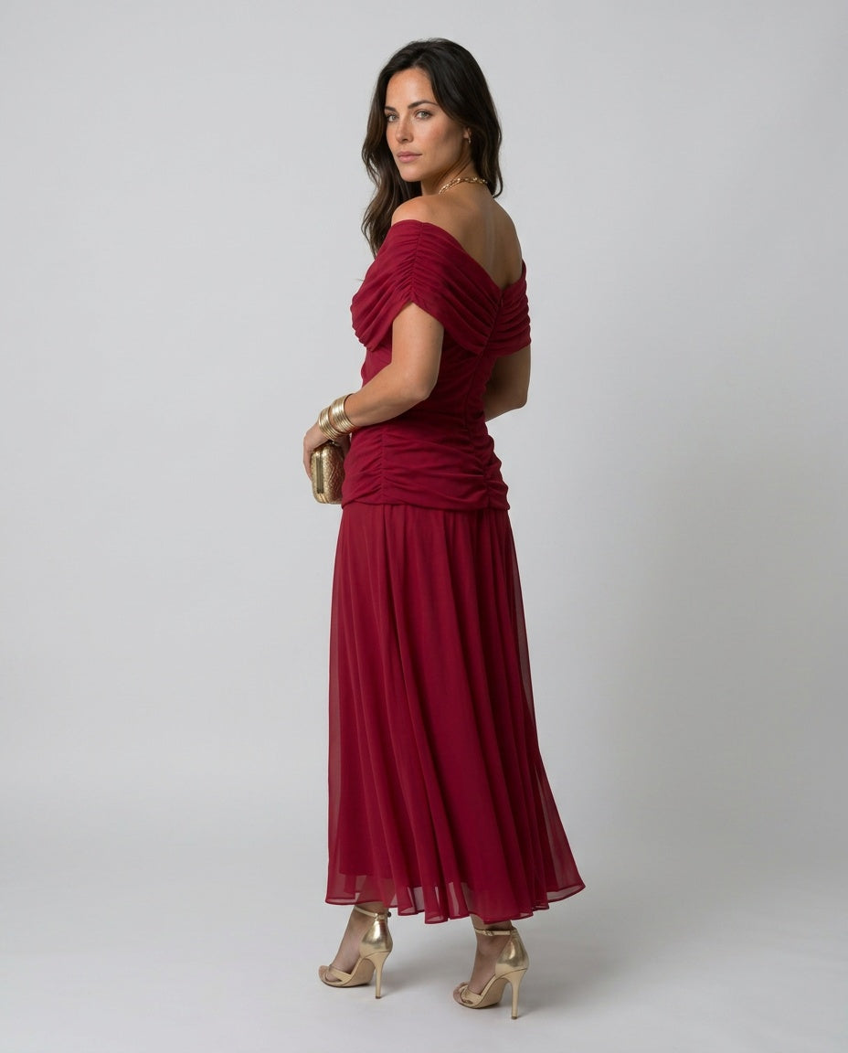 Margot | Off-Shoulder Draped Maxi Dress