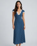 Elodie | V-Neck Polka Dot Lace Ruched Maxi Dress