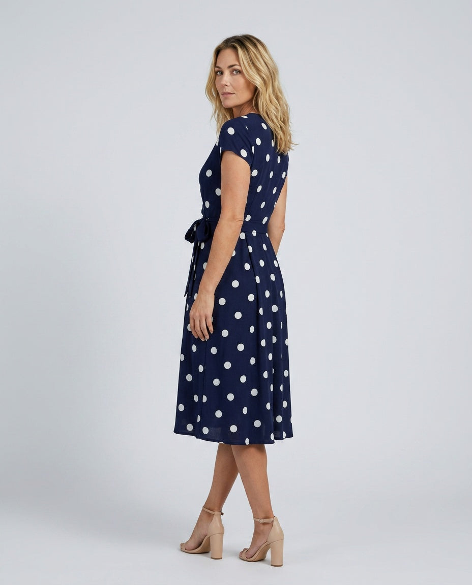 Camille | Polkadot Wrap Midi Dress