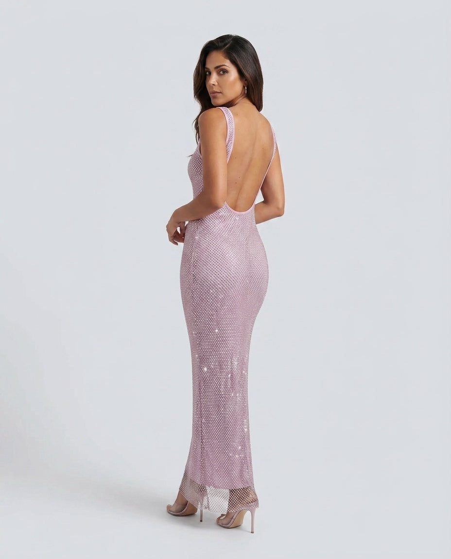 Verity | Sequined Open Back Maxi Dress