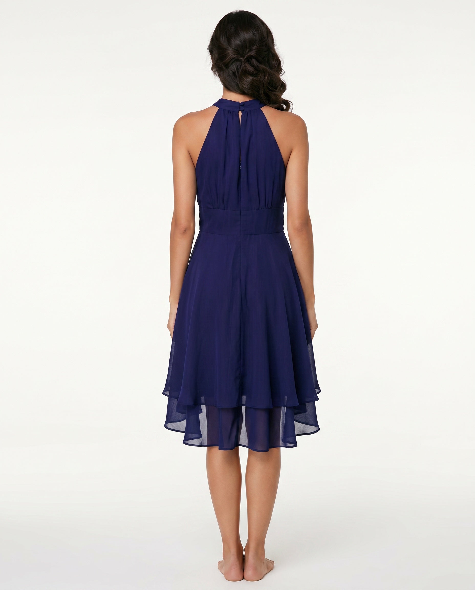 Celeste | Halter Ruffle Flared Midi Dress