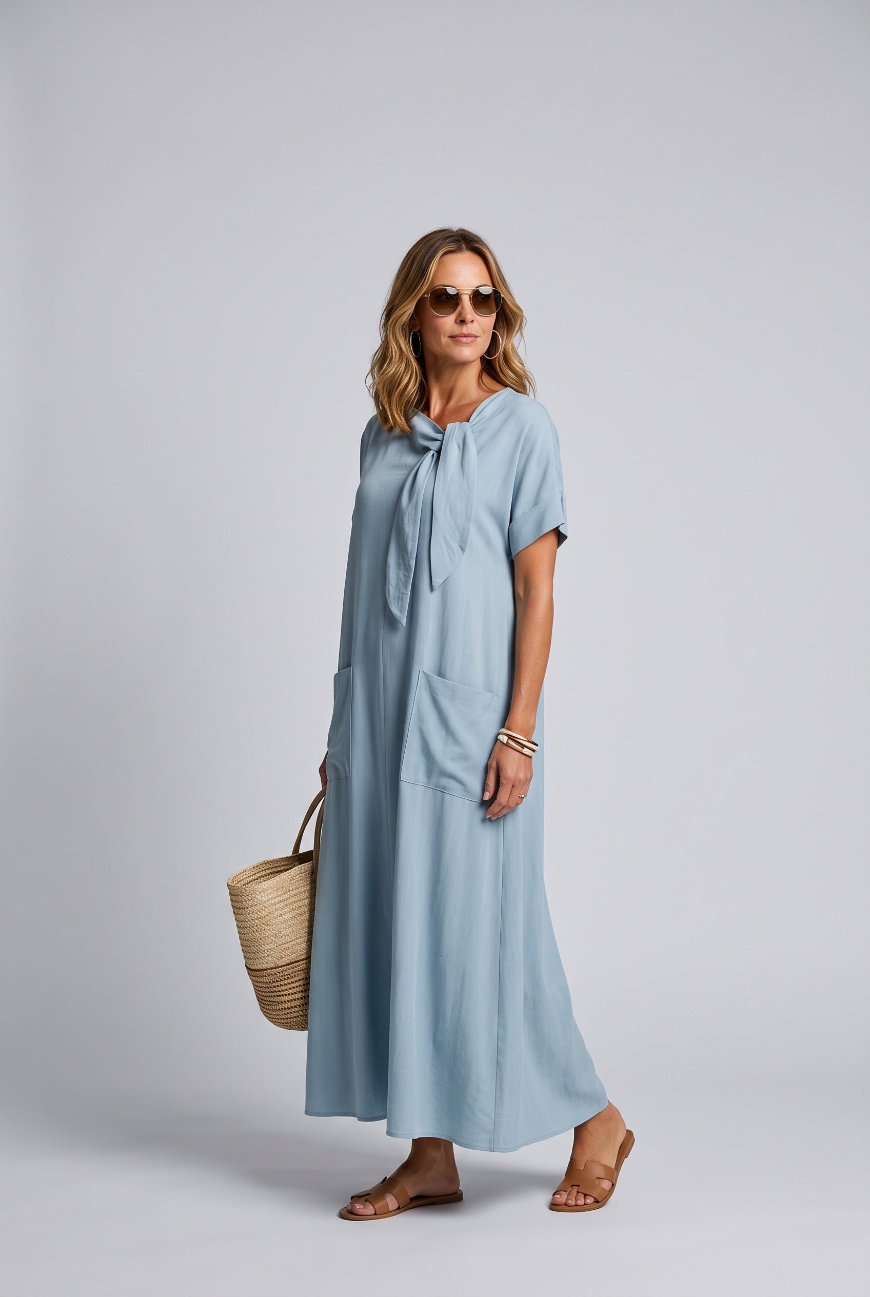 Sabine | Tie Neck Relaxed Maxi Dress