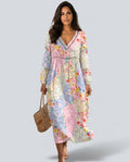 Everly | Patchwork Floral V-Neck Maxi Dress