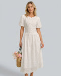 Willa | Floral Print Round Neck Midi Dress