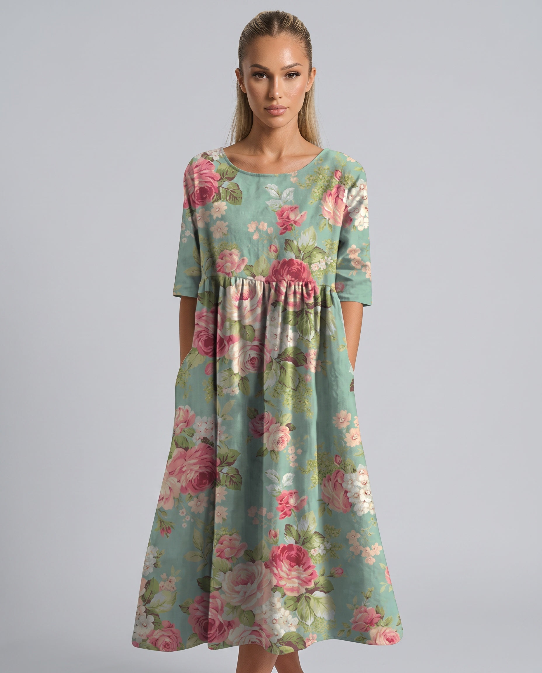 Callie | Loose Fit Short Sleeve Midi Dress