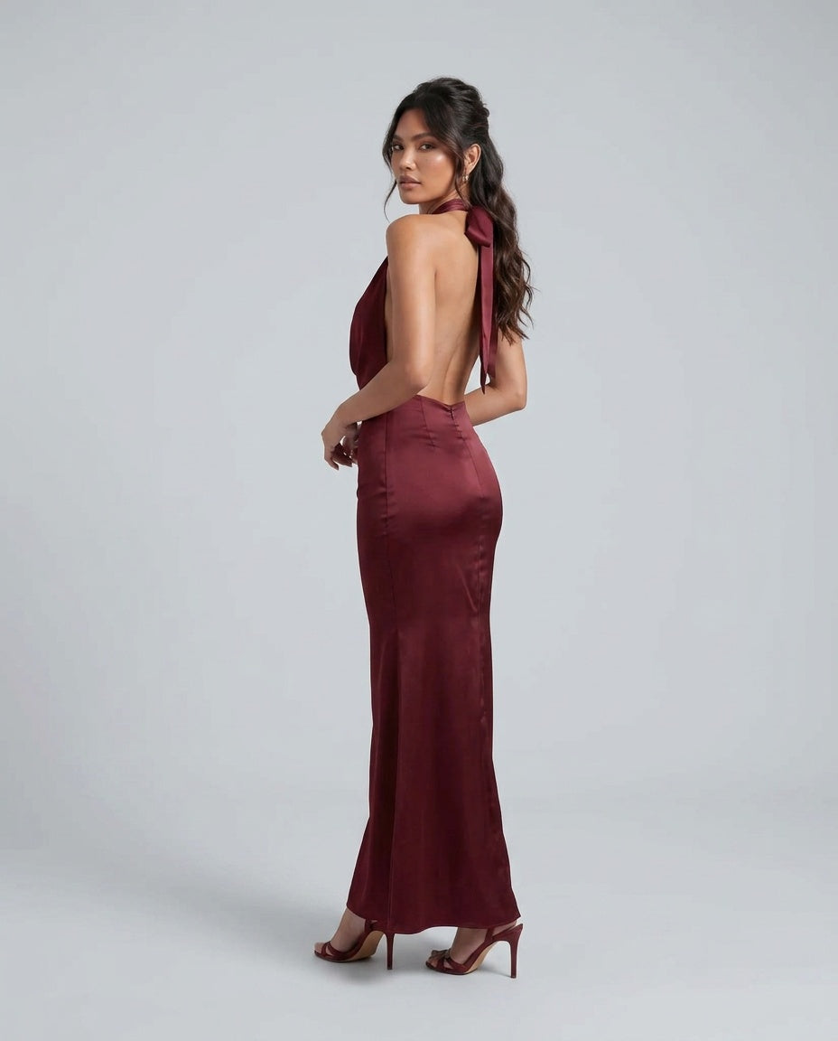 Georgina | Cowl Neck Satin-Look Maxi Dress