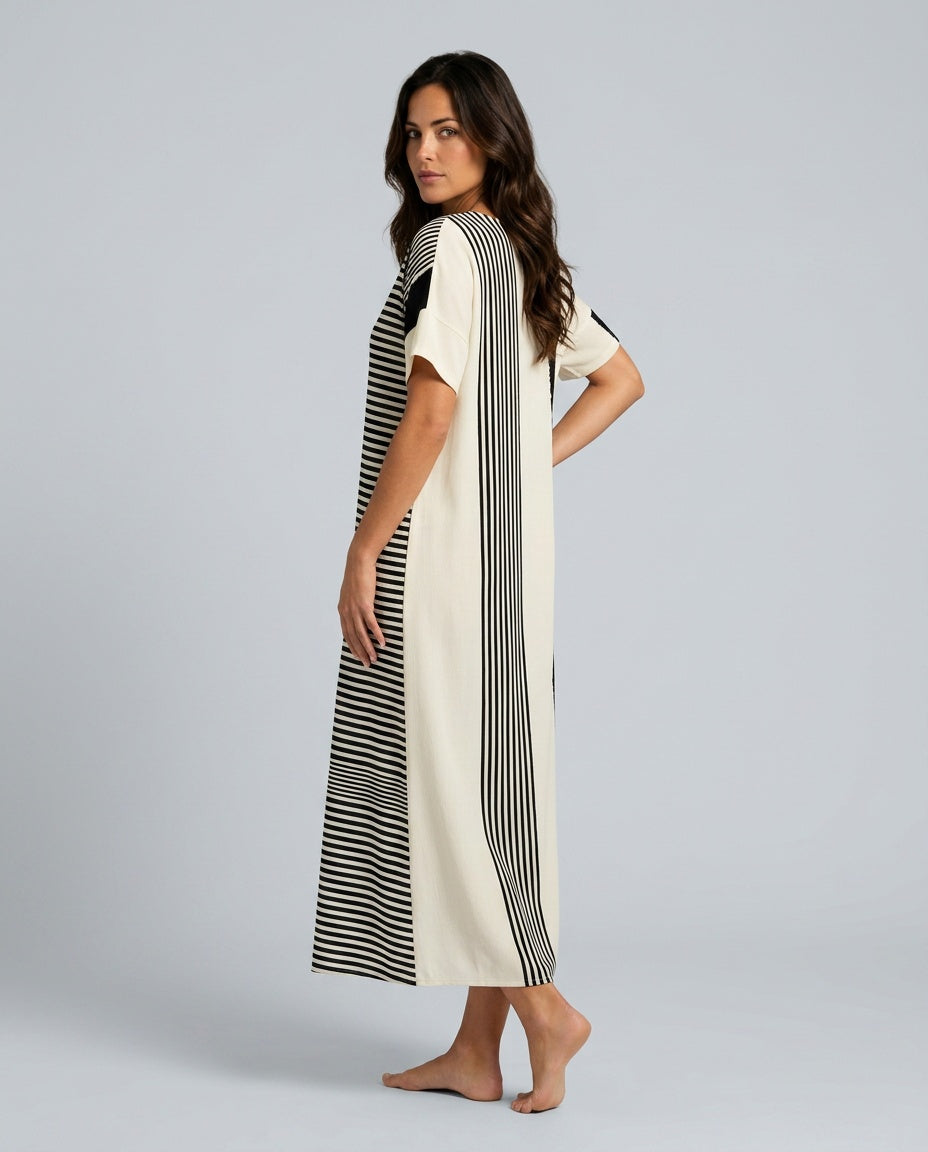 Beatriz | Striped Short Sleeve Maxi Dress