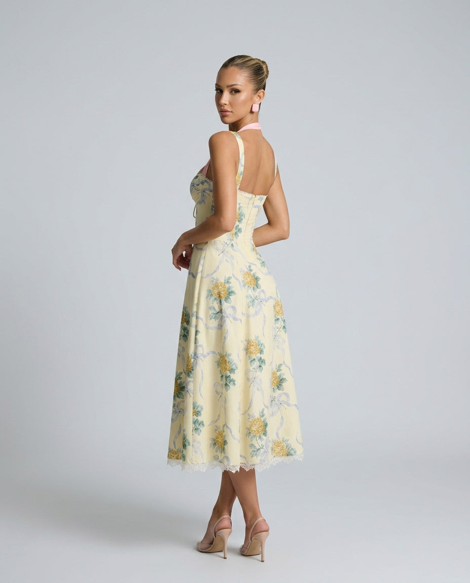 Jimena | Soft Corset Structured Bodice Midi Dress