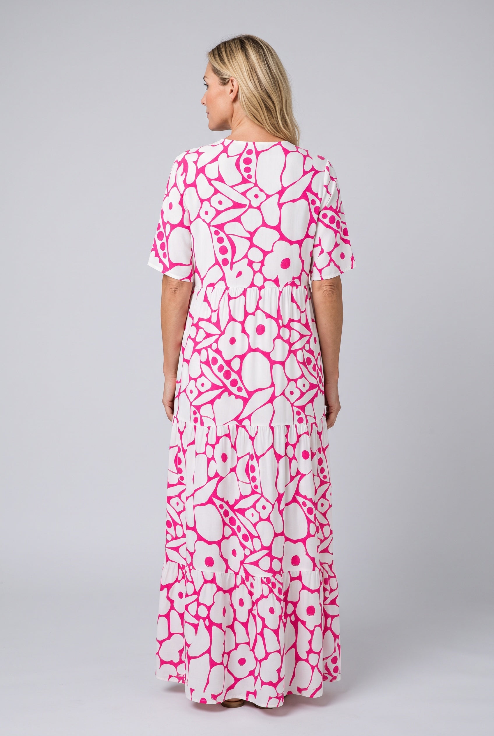 Nina | Abstract Print V-Neck Maxi Dress