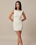 Delphine | Boat Neck Back Bow Mini Dress