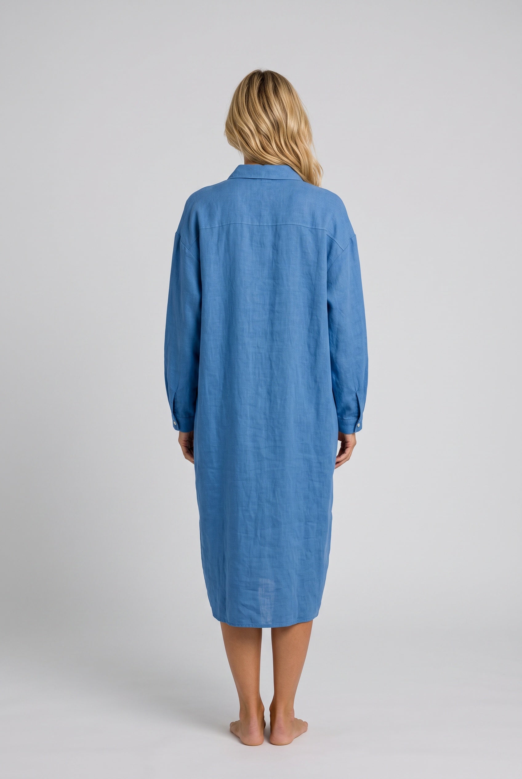 Leticia | Button Front Midi Shirt Dress with Pockets