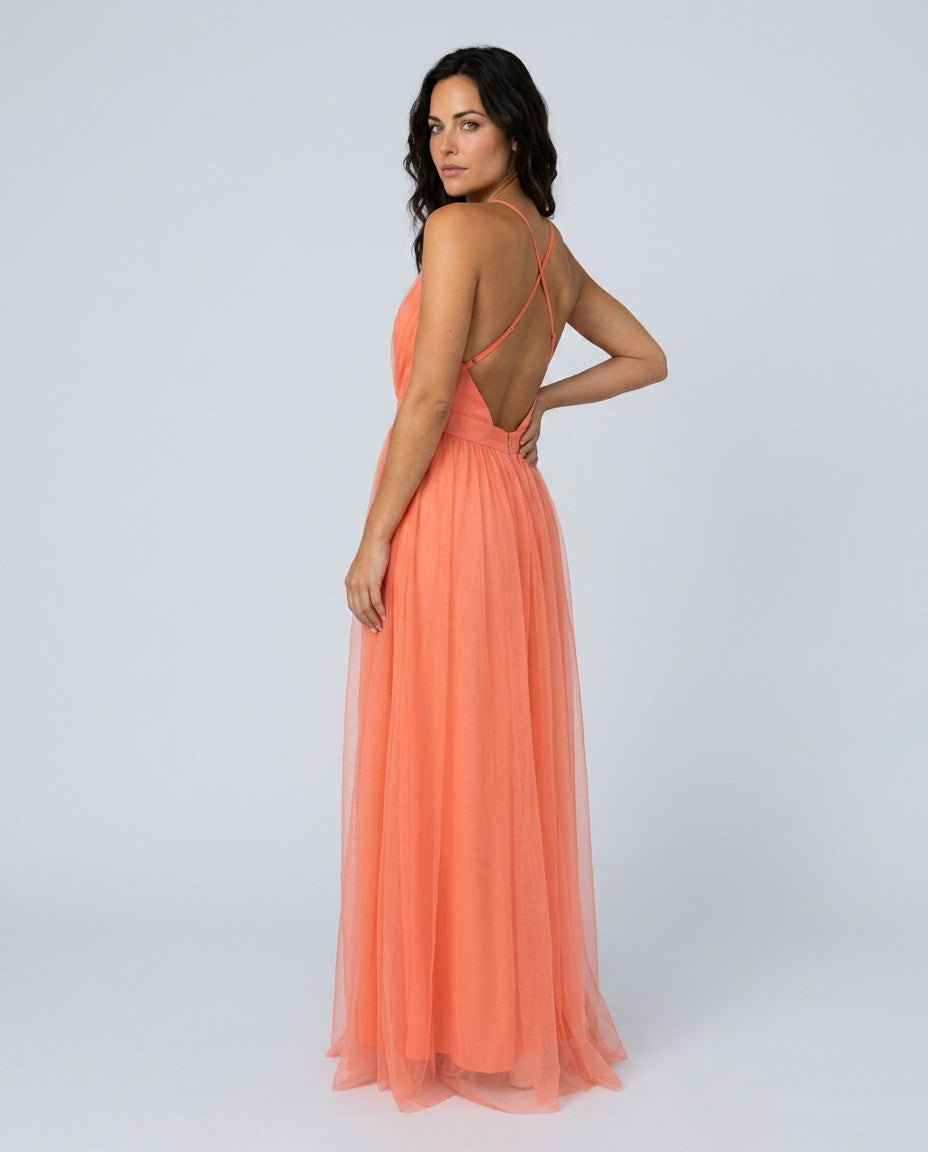 Nadia | Open Back Spaghetti Strap Maxi Dress