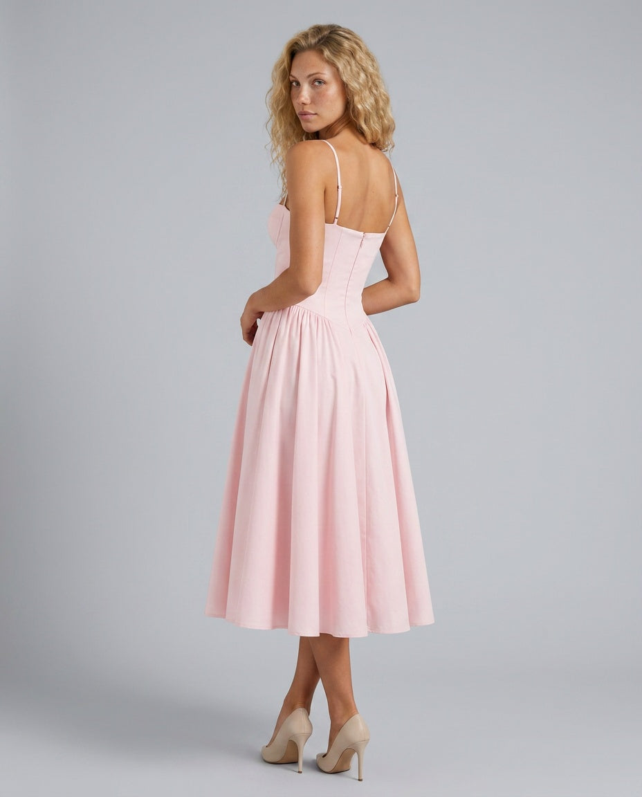 Valeria | Floral Corset Midi Dress