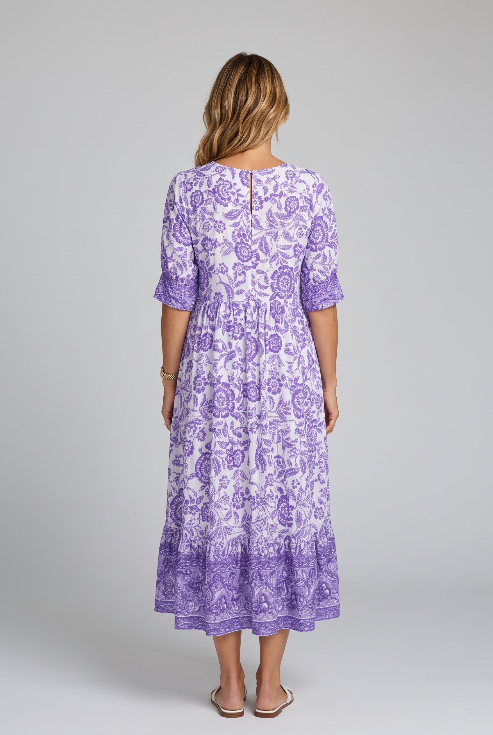 Soraya | Tiered Block Print Boho Midi Dress
