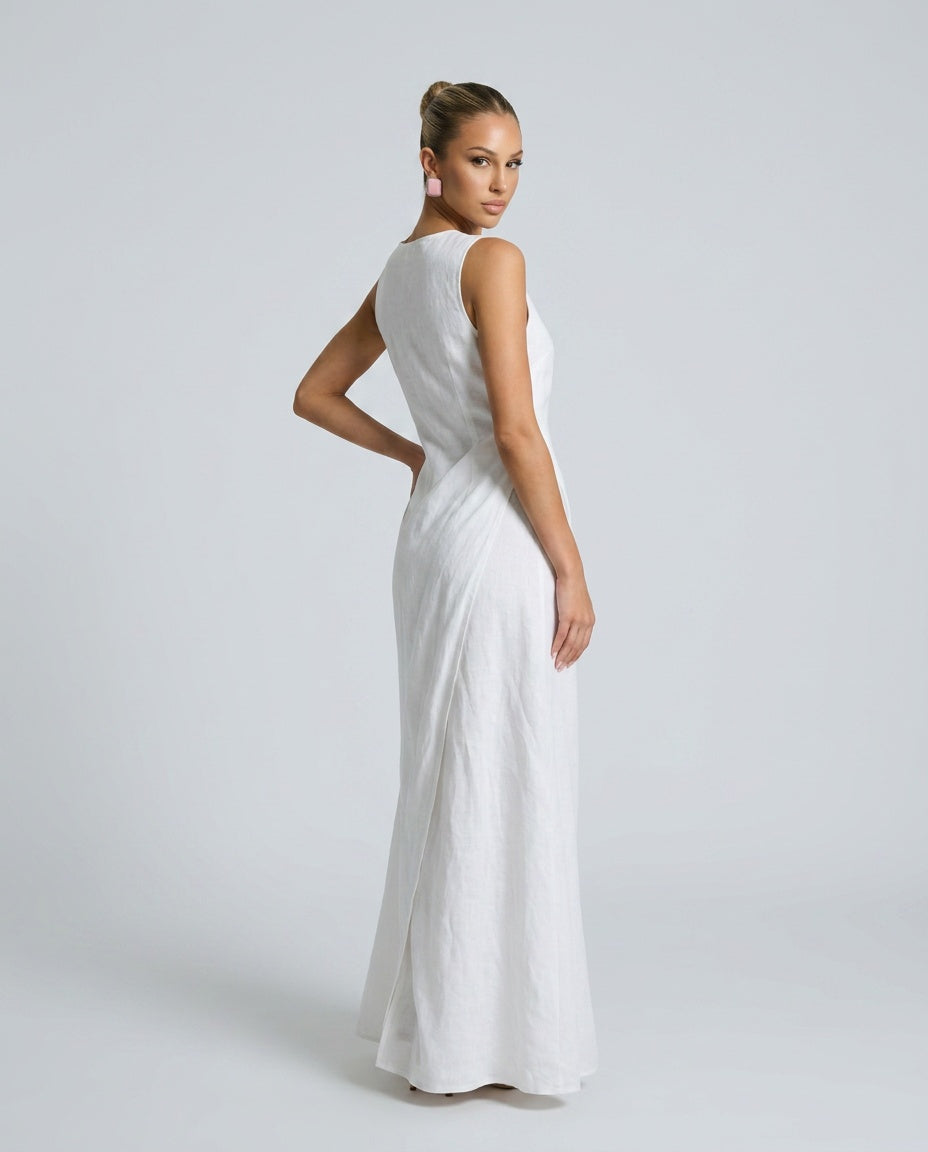 Noor | Asymmetric Layered Round Neck Maxi Dress