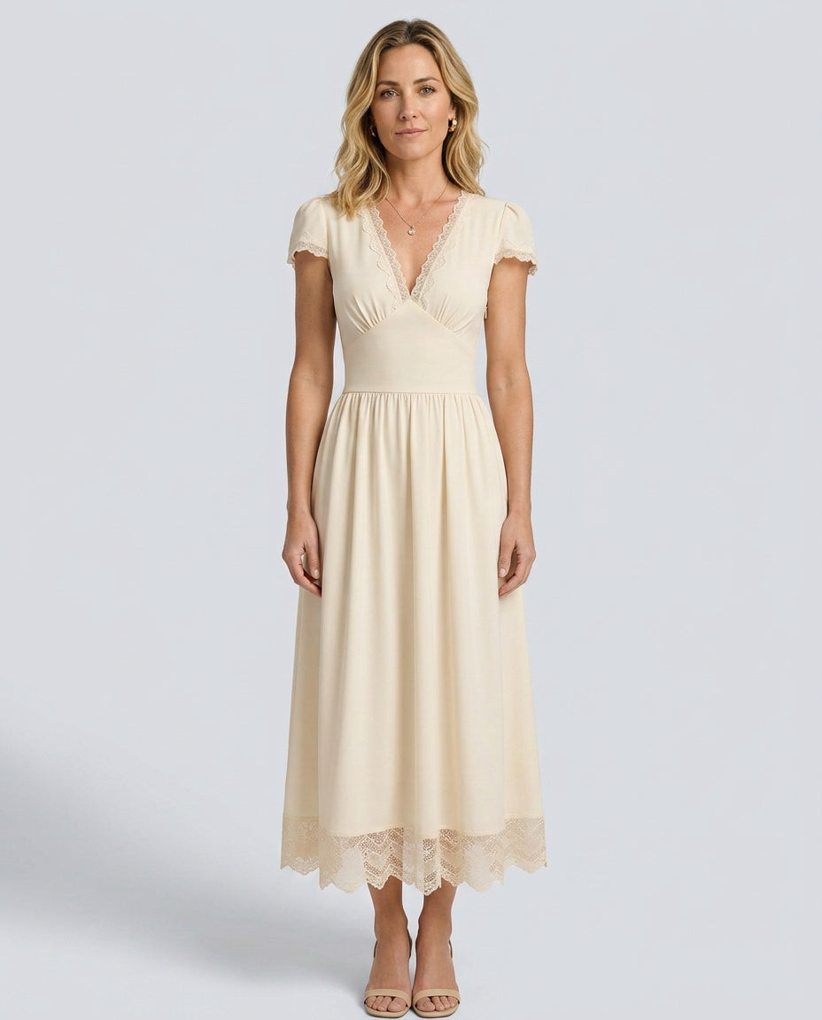 Valentina | V-Neck Lace Maxi Dress