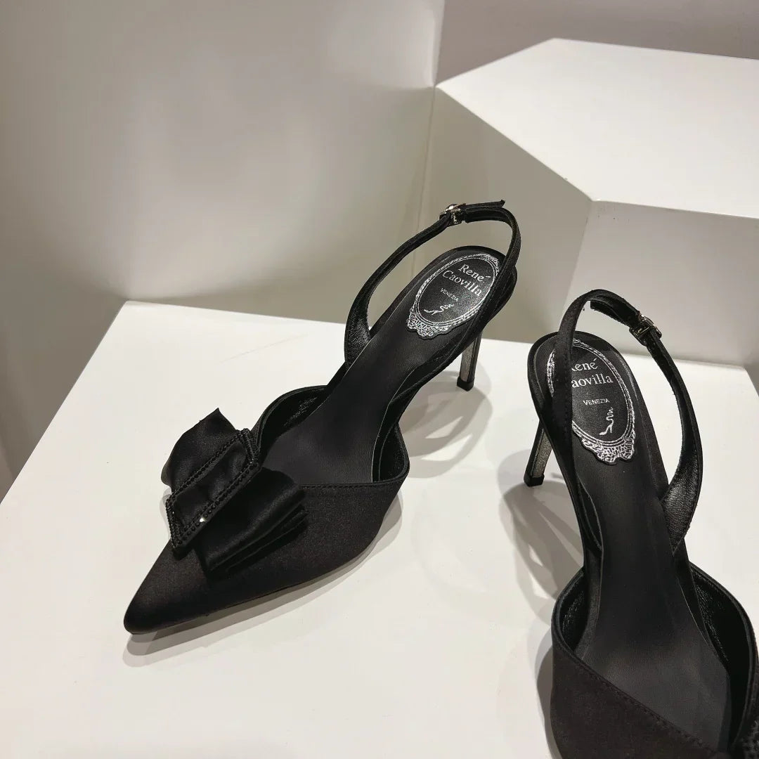 Silk Bow Crystal Heels