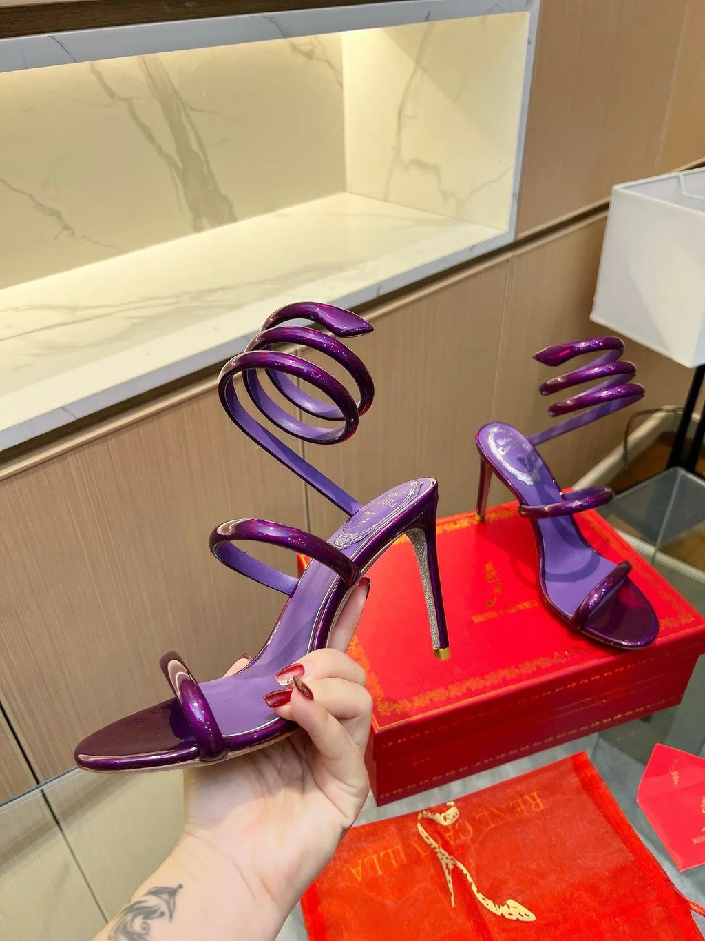 Velvet Snake Crystal Sandals