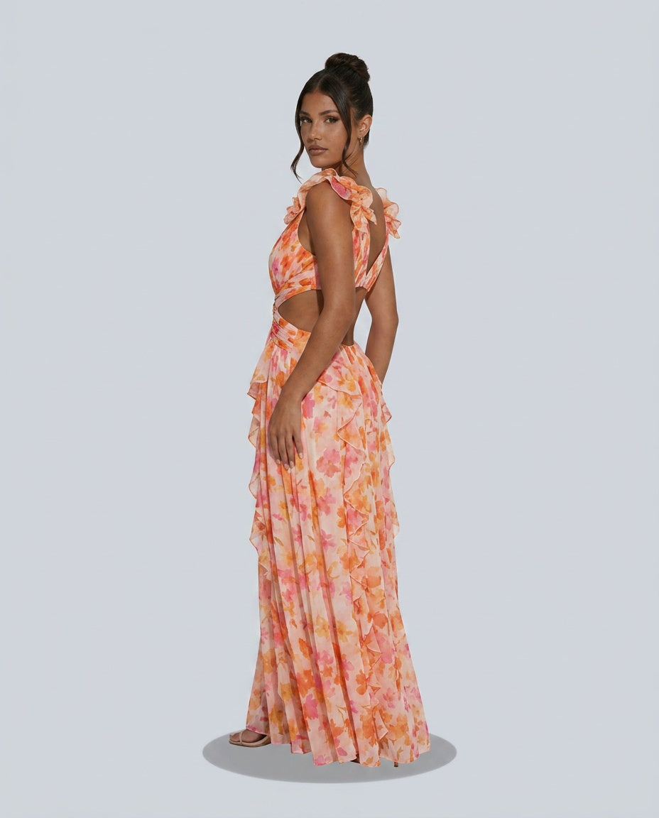 Aurelia | Sleeveless Floral Print Maxi Dress