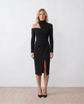 Priya | Asymmetric Neck Open Back Midi Dress