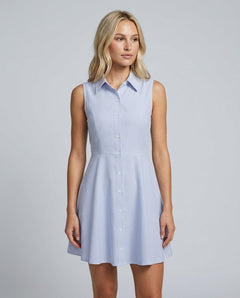 Delphine | Blue Striped Button Mini Dress