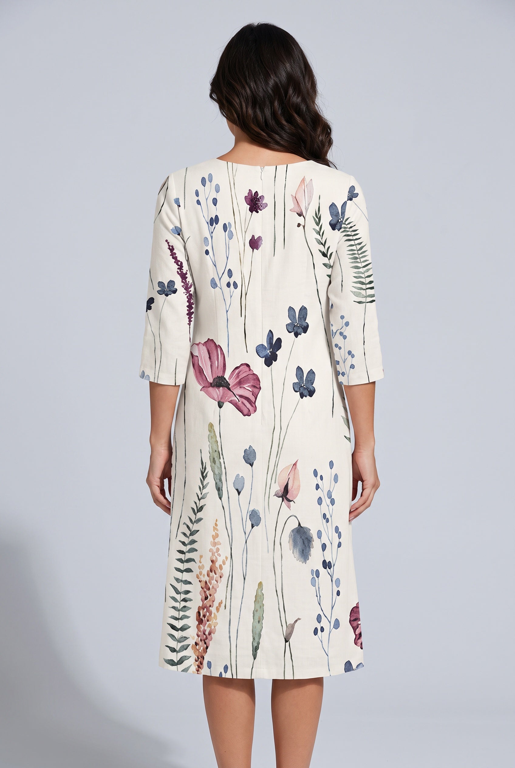 Xenia | Round Neck Short Sleeve Midi Dress