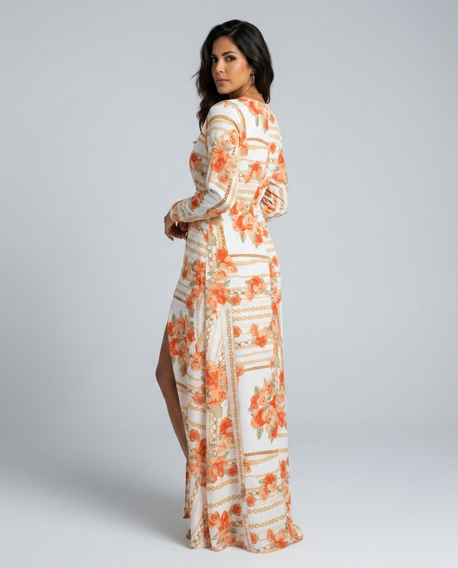 Josephine | Printed Batwing Tie-Waist Maxi Dress