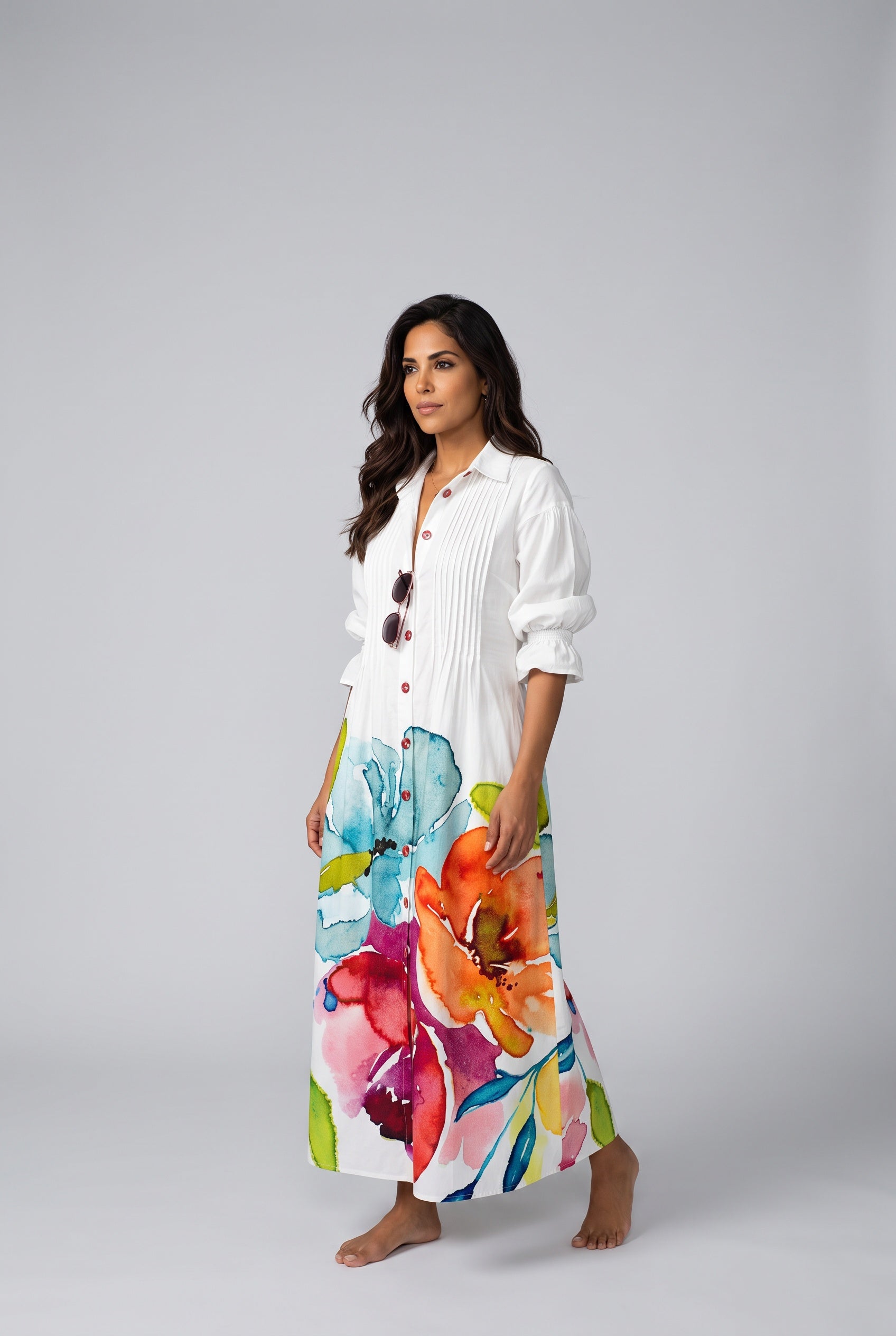 Anouk | Floral V-Neck Short Sleeve Maxi Dress