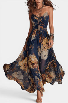 Anika - Floral Print Spaghetti Strap Maxi Dress