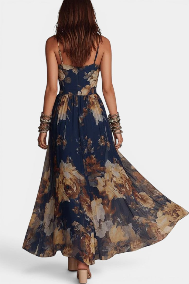 Anika - Floral Print Spaghetti Strap Maxi Dress