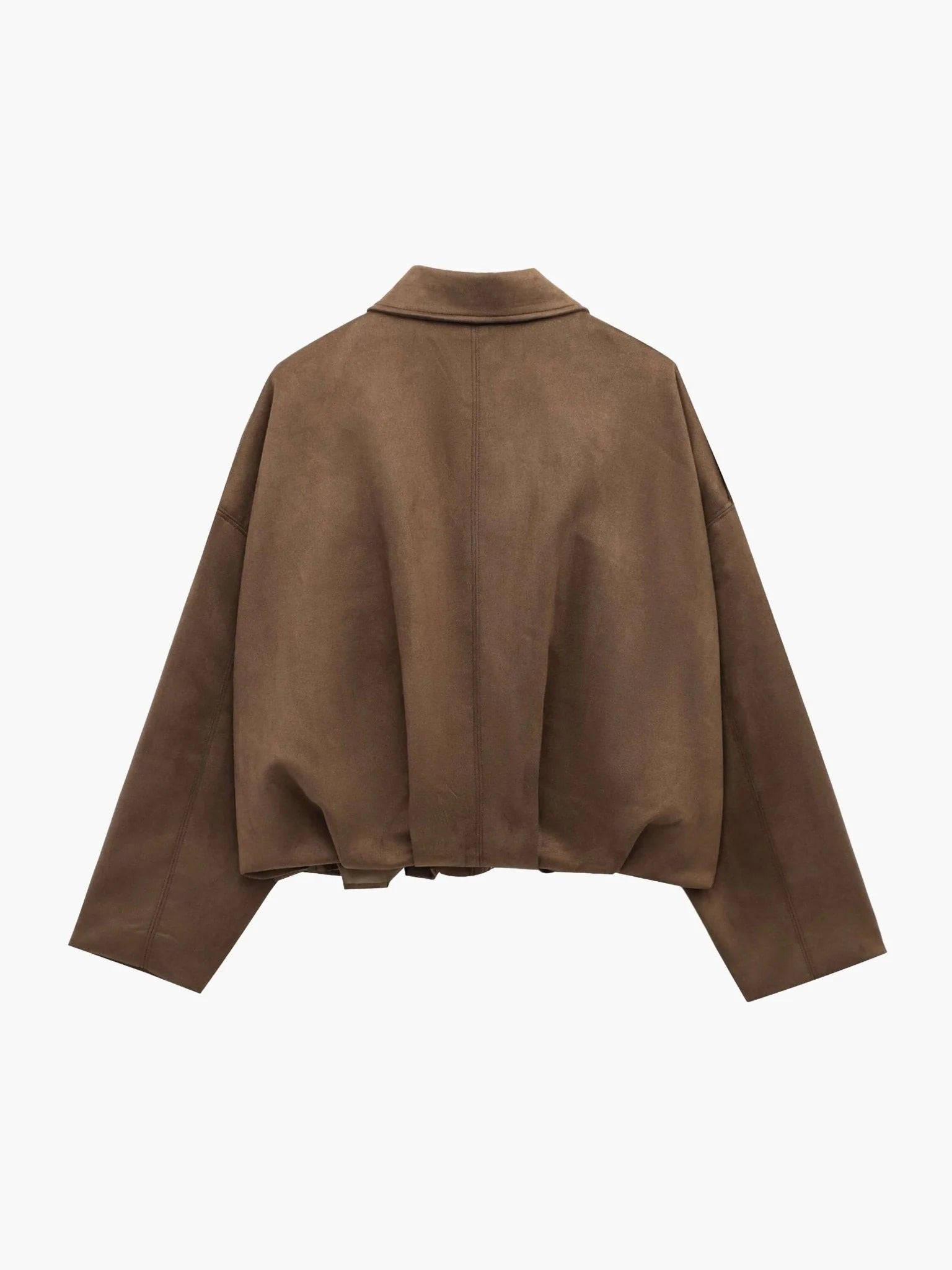 Mabel | Collared Faux Suede Bomber Jacket