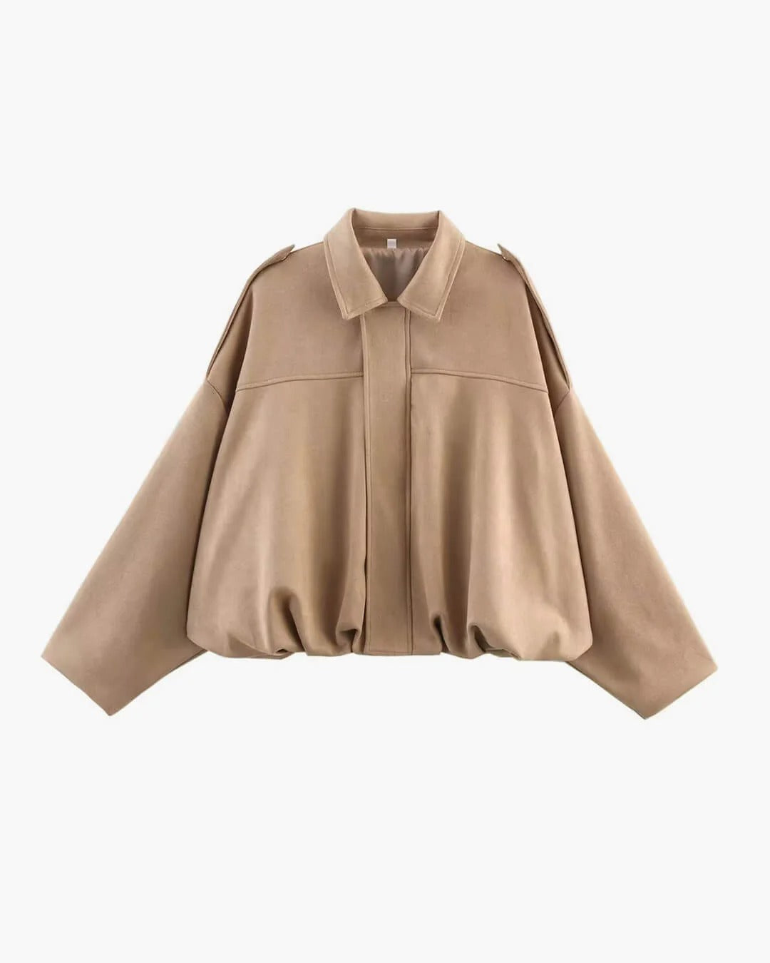 Mabel | Collared Faux Suede Bomber Jacket