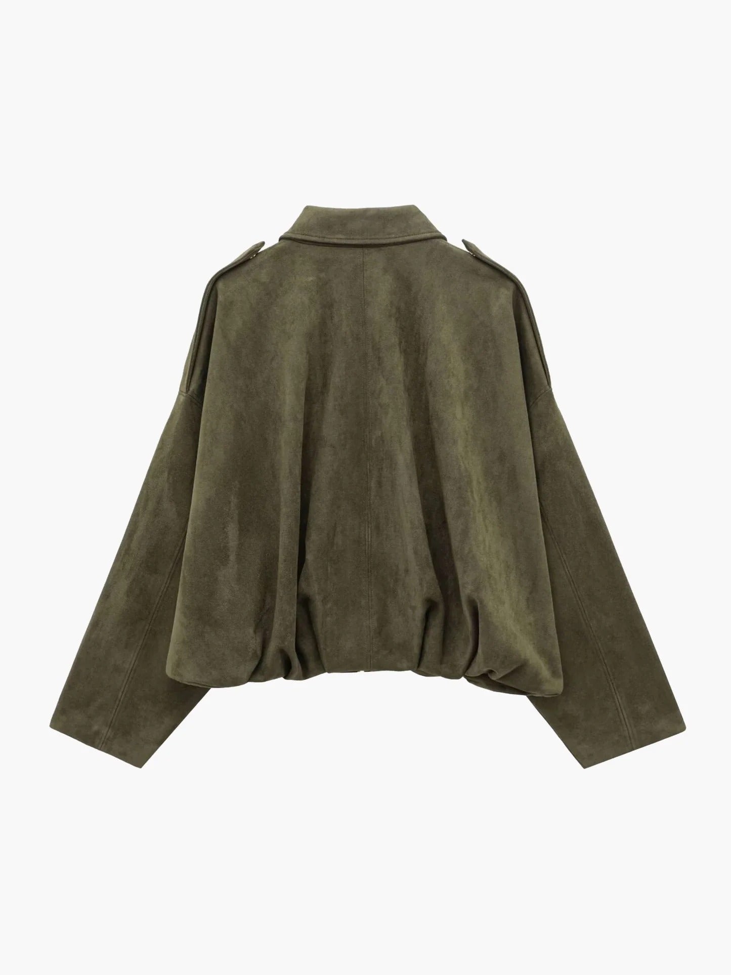 Mabel | Collared Faux Suede Bomber Jacket