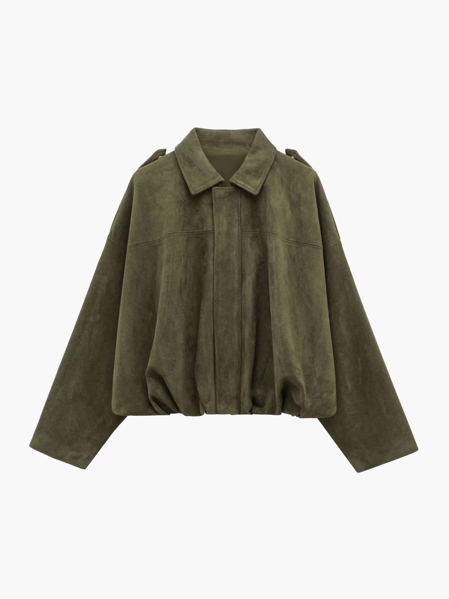 Mabel | Collared Faux Suede Bomber Jacket