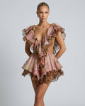 Savelle | Leopard Print Cut-Out Frill Mini Dress