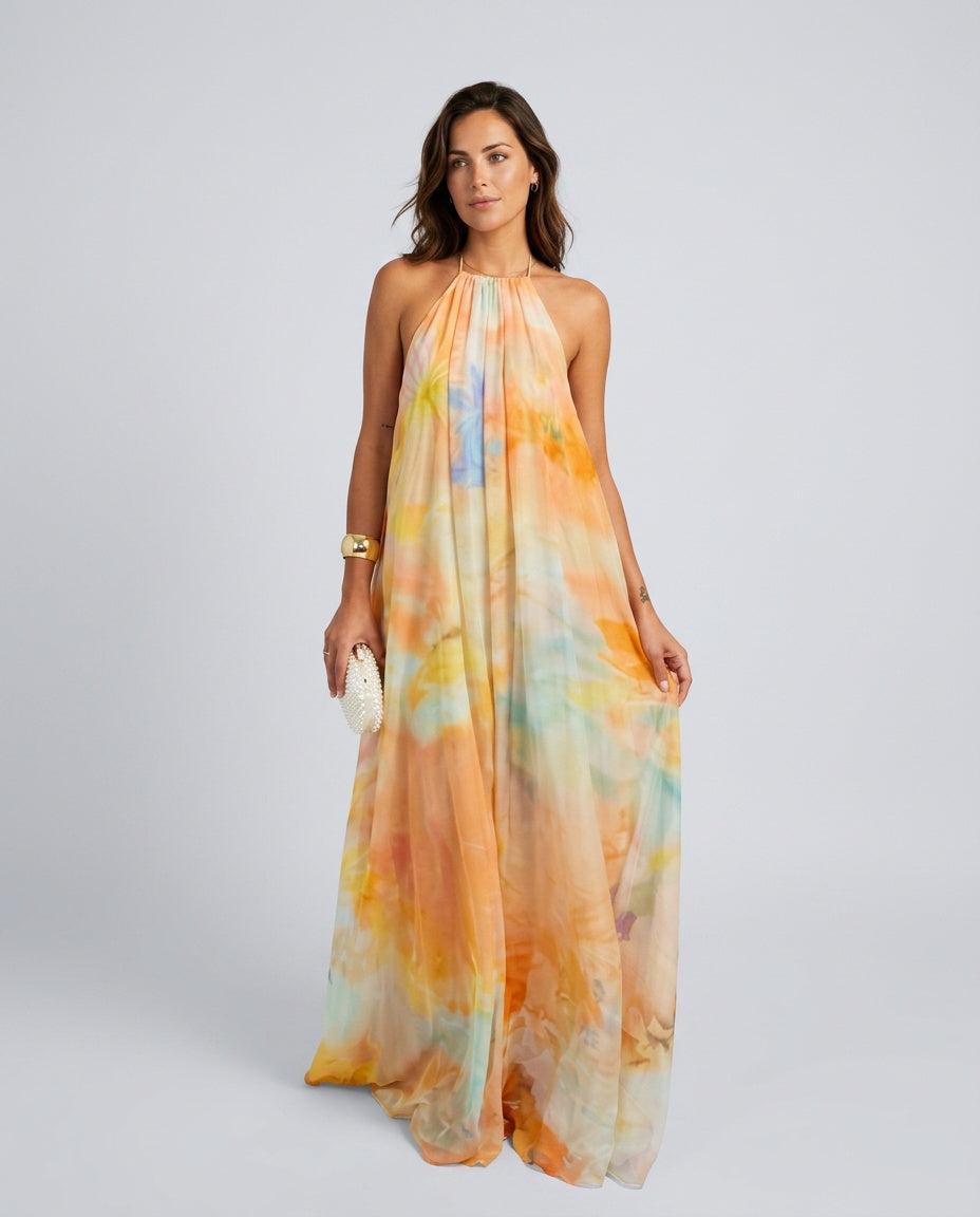 Delphine | Open Back Printed Maxi Dress