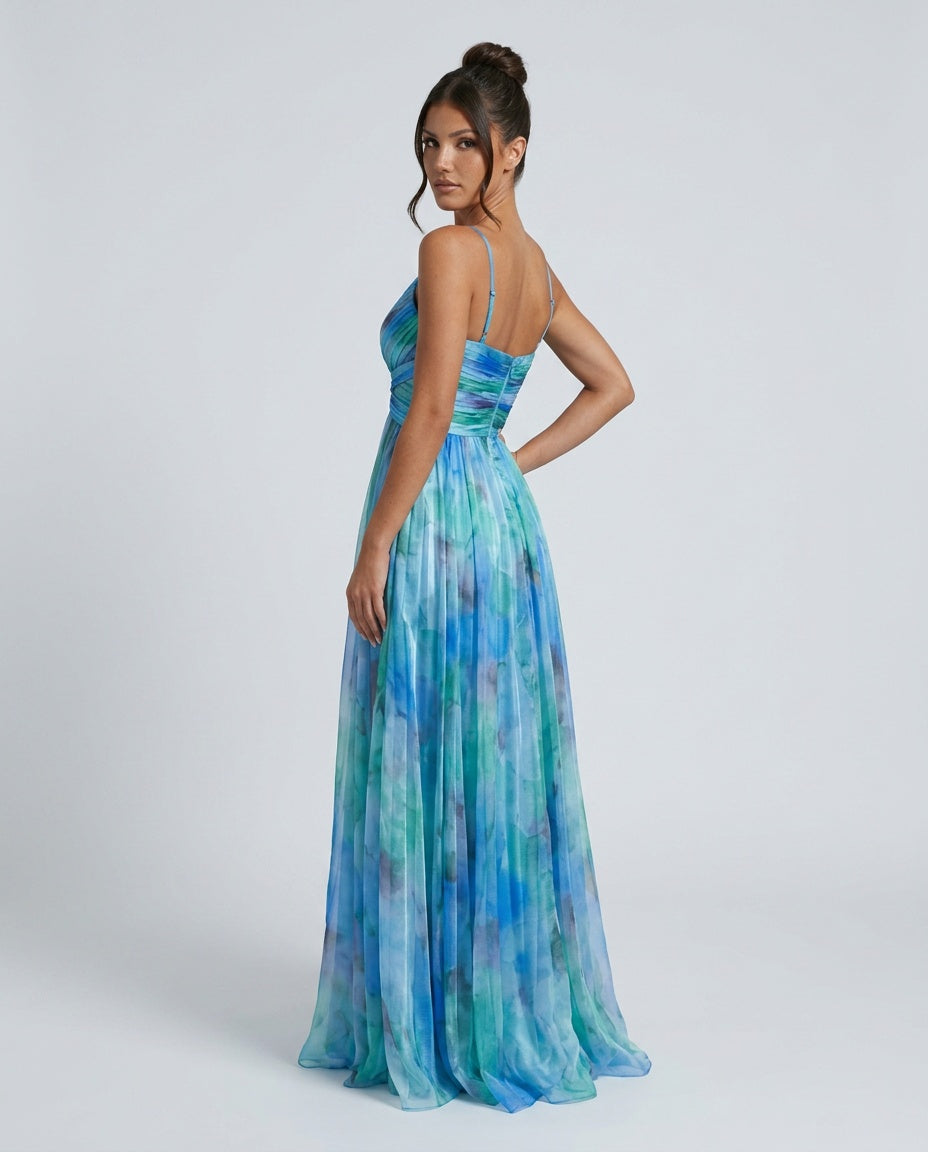Liv | Pleated Open-Back Spaghetti Strap Maxi Dress