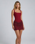 Luvaine | Sequin Jersey Spliced Sleeveless Mini Dress