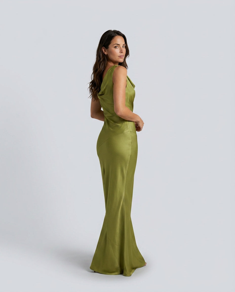Opal | Sleeveless Cowl Neck Fitted Maxi Dress