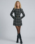 Elin | Crew Neck Plaid A-Line Mini Dress