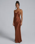 Ines | Waterfall Neckline Satin-Look Maxi Dress