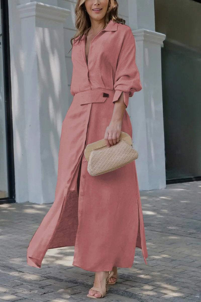Verity | V-Neck Linen-Blend Maxi Dress