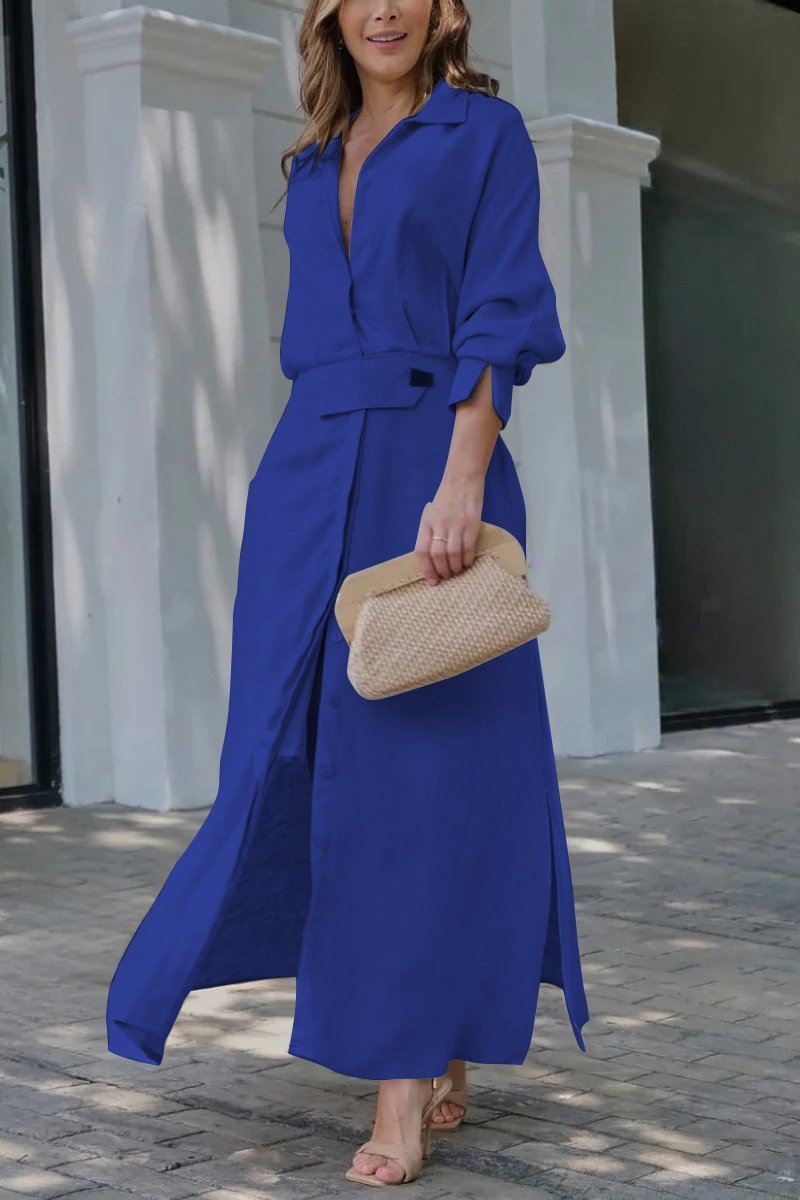 Verity | V-Neck Linen-Blend Maxi Dress
