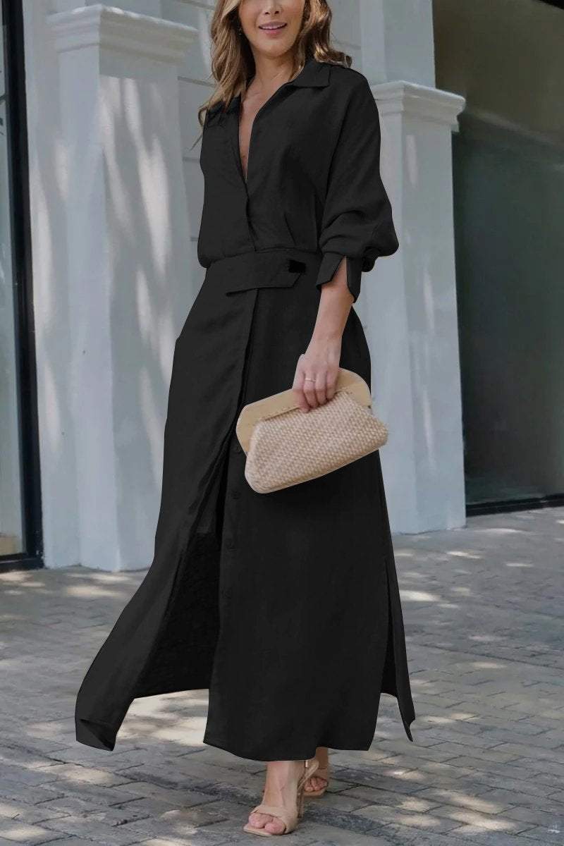 Verity | V-Neck Linen-Blend Maxi Dress
