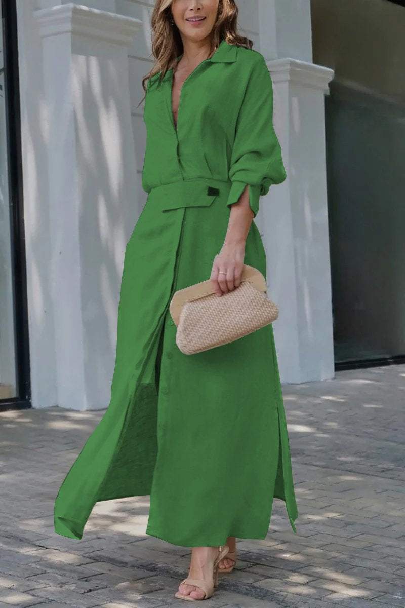 Verity | V-Neck Linen-Blend Maxi Dress