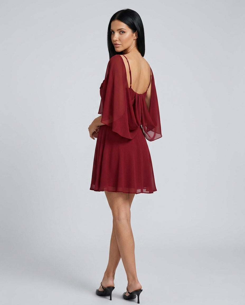 Valentina | Ruched Slip Chiffon Mini Dress